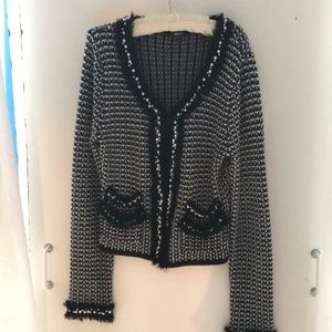White House Black Market tweed pearl blazer
